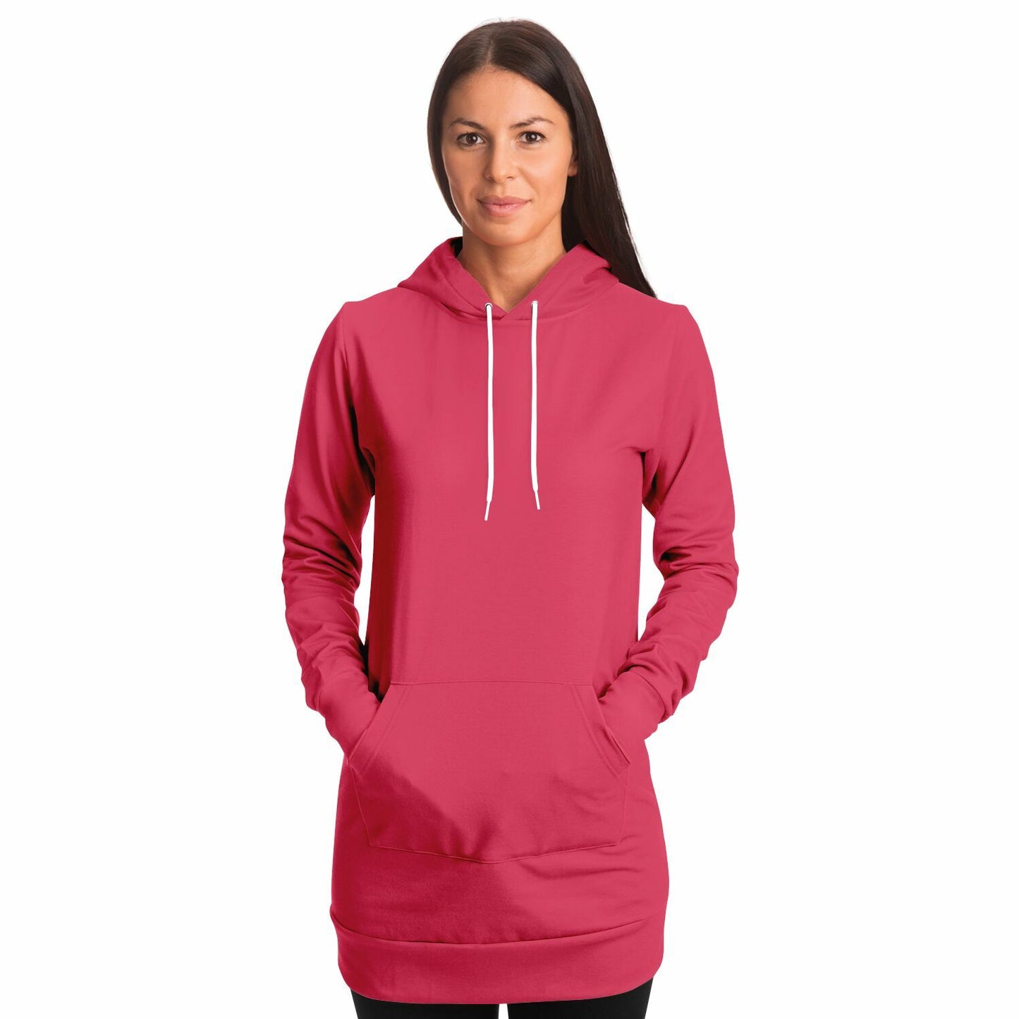 Edgy Cotton Fleece Sweatshirt Dress, Long Hoodie in Watermelon, Cozy Sweater, Comfy Sweatshirt, Knee- Length Sweater, Stylish Sweatshirt with HoodFashion Longline Hoodie