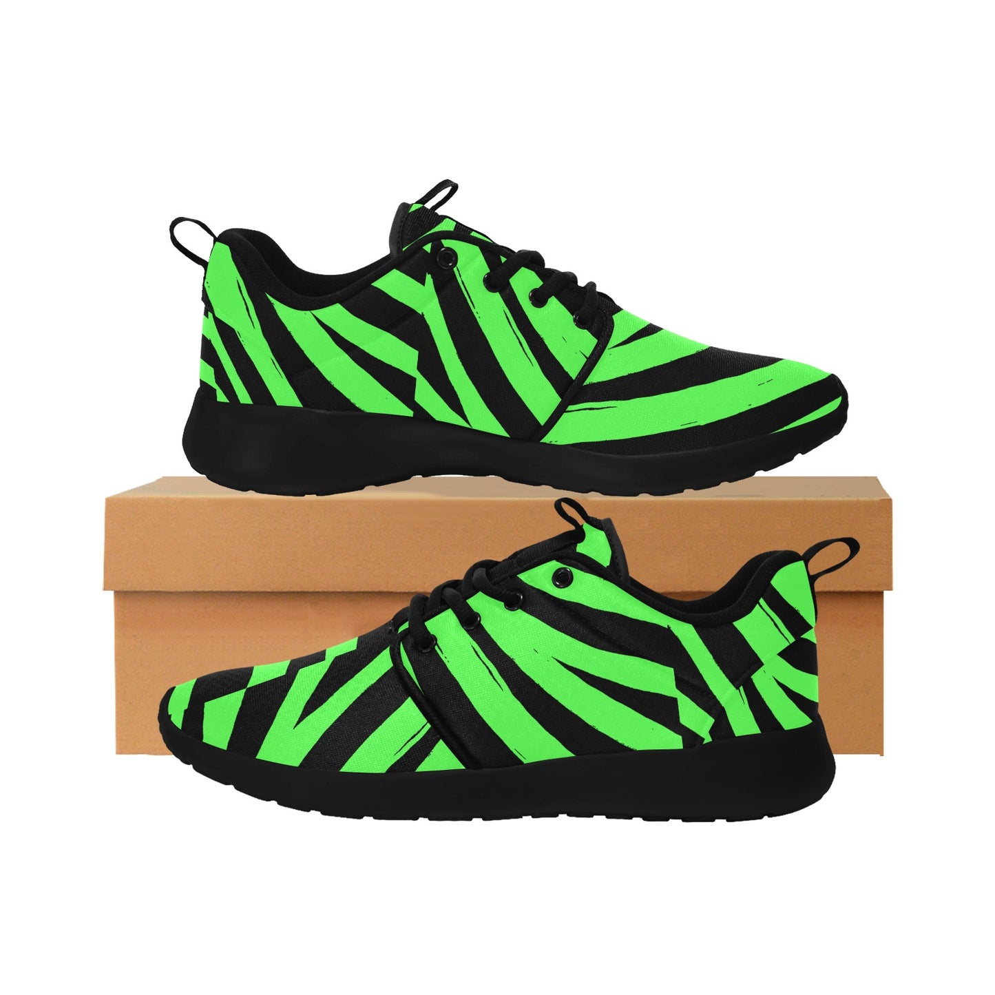 Fluorescent Green & Black Women's Pull Loop Sneakers