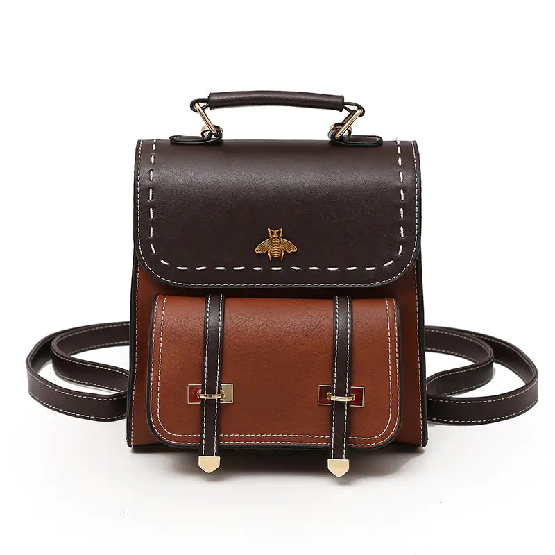 Contrasting Retro Small Backpack for Women