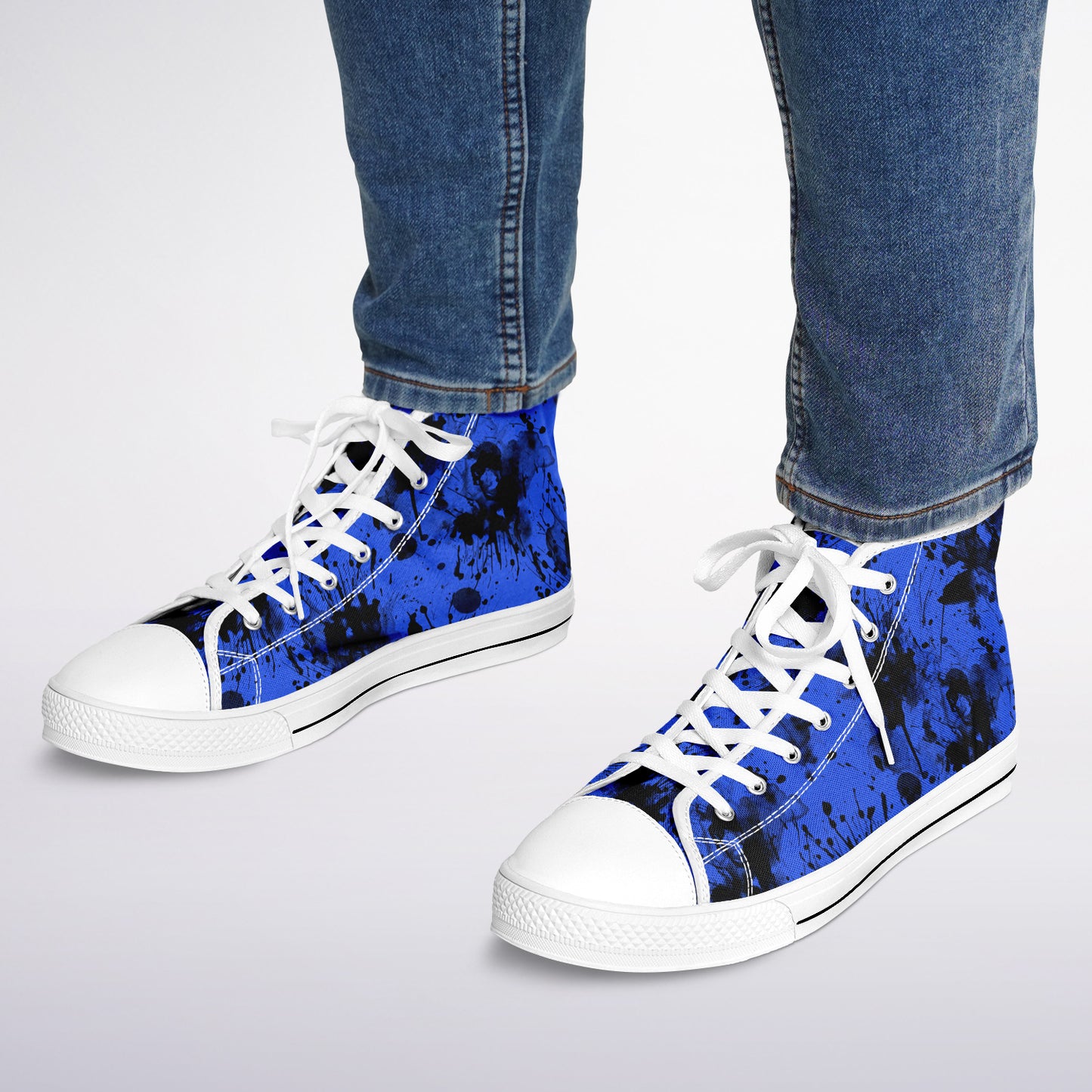 Urban Peak High Top Shoes | Blue, Black & White Ink Splash Grunge Sneakers