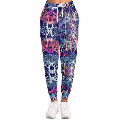 Athletic Jogger with Tree Branch Gradient – Vibrant Fantasy Coral & Neon Pattern Unique Custom Design