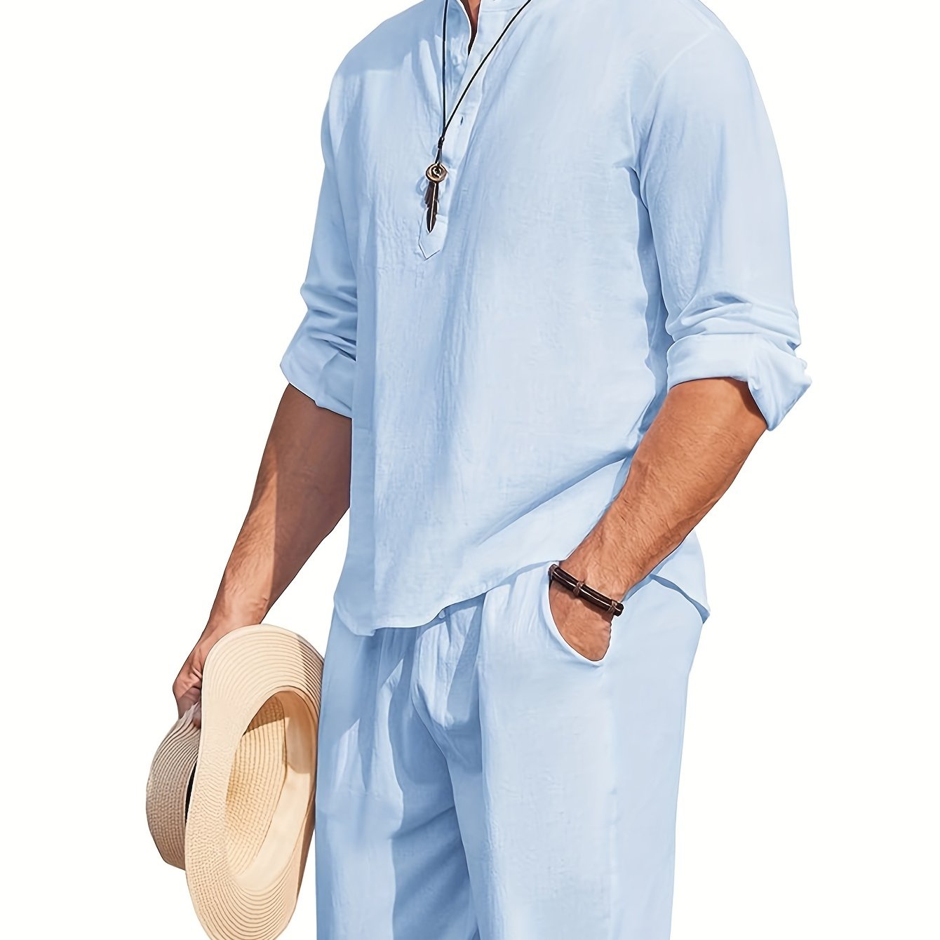 Men's Bohemian Renaissance Shirt - Loose Fit Long Sleeve Button-Up Blouse, Non-Stretch Fabric for Yoga, Casual Outfits, Formal Events - All-Season Elegant Tops for Men - Easy Care Button Front Closure, Yoga Attire, Hippie Sty