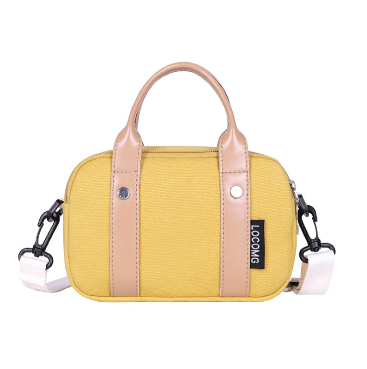 Color-Block Leather and Canvas Crossbody Bag