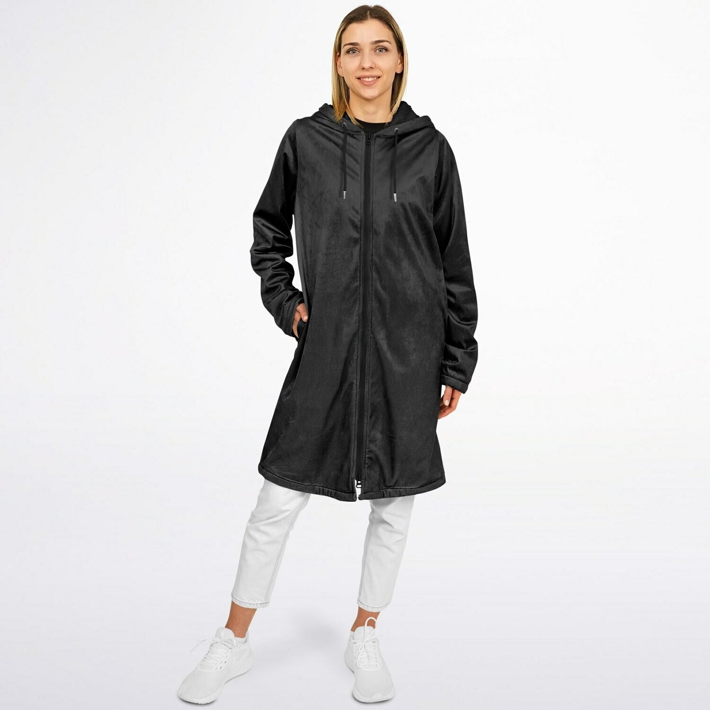 Dark Grey long hoodie with zipper, Warm hooded sweatshirt Men & Women, Oversized jacket, Plus sized available copy
