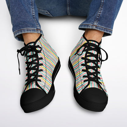 Urban Peak High Top Shoes | Whimsical Hand-Drawn Pastel Sneakers | Playful Streetwear
