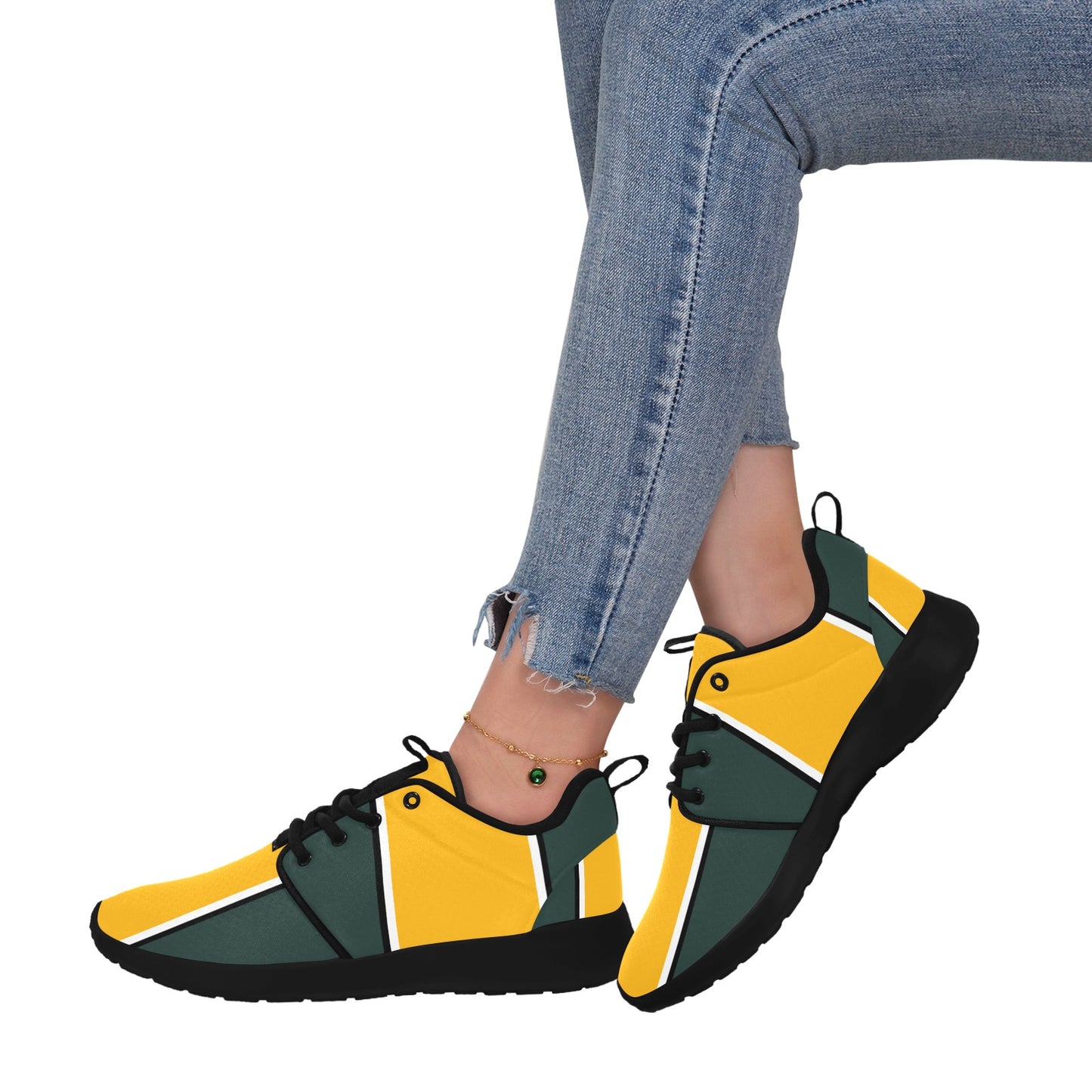 The Packer Backer Dark Green & Yellow Women's Pull Loop Sneakers