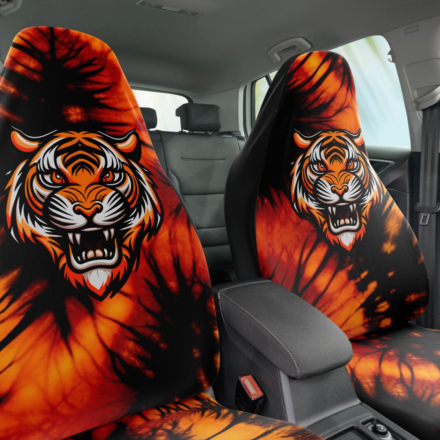 Custom Car Seat Covers – Custom Football Car Seat Covers | Black & Orange Tiger
