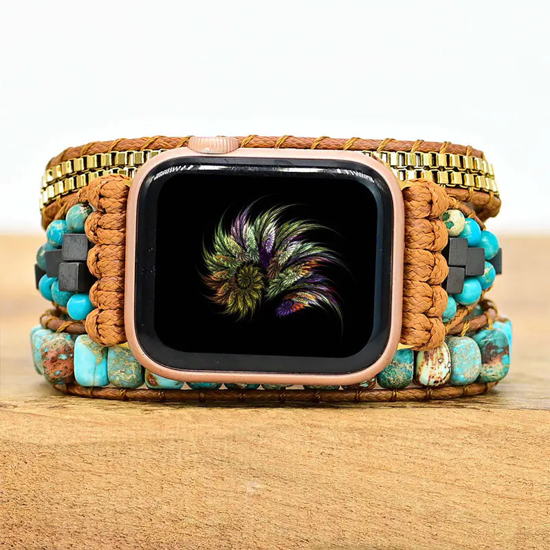 Boho Large Turquoise Bead Watch Band