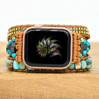 Boho Large Turquoise Bead Watch Band