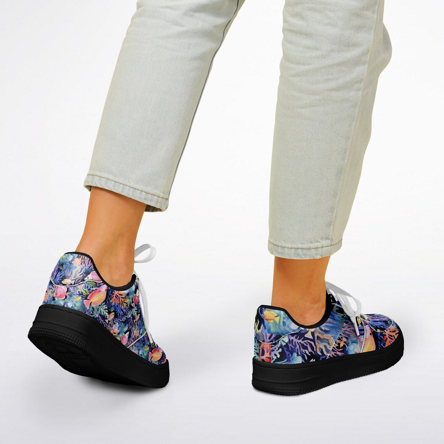 Core Low Shoes – Tropical Fish & Bright Coral Ocean Design Sneakers  Custom Design