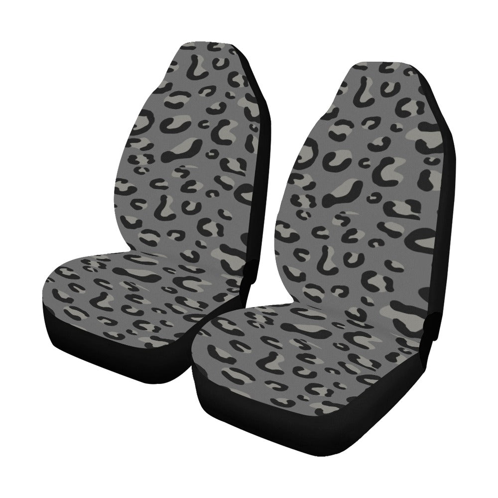 Black and Gray Leopard Car Seat Covers (Set of 2)