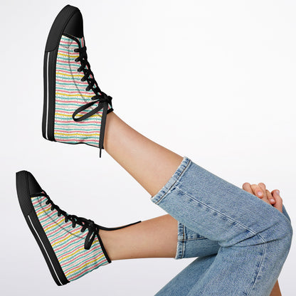 Urban Peak High Top Shoes | Whimsical Hand-Drawn Pastel Sneakers | Playful Streetwear