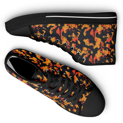 Urban Peak High Top Shoes | Black & Orange Grunge Streetwear Sneakers