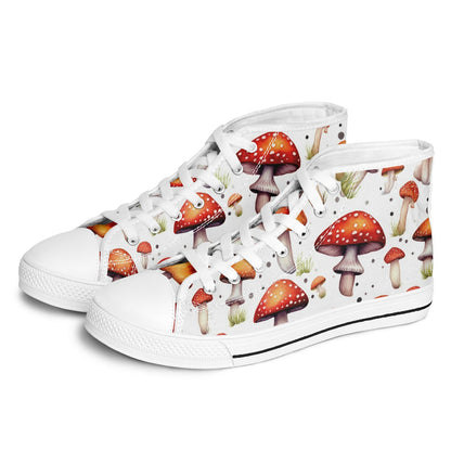 Urban Peak High Top Shoes | Colorful Mushroom Print Sneakers | Creative Nature-Inspired Streetwear