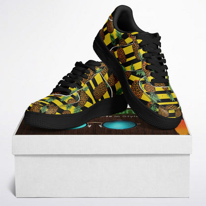 Core Low Shoes, Tropical Pineapple Sneakers, Colorful Summer Low Tops, Beach Vacation Shoes, Custom Shoes