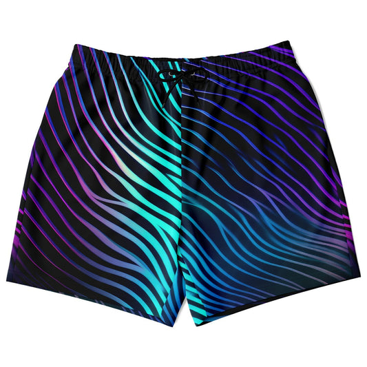 Wave Print Shorts | Men's Shorts, Colorful Festival Shorts, Boho Streetwear Shorts, Drawstring Shorts, Artistic Summer Shorts, Unique Boho Shorts, Retro Vibe Shorts Fashion Shorts
