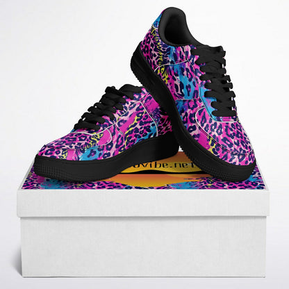 Vibrant Cheetah Print Sneakers with Bold Brush Strokes Men's and Women's