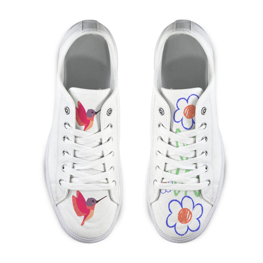 Whimsical Hummingbird & Flower Seattle Low Top Women's Shoes