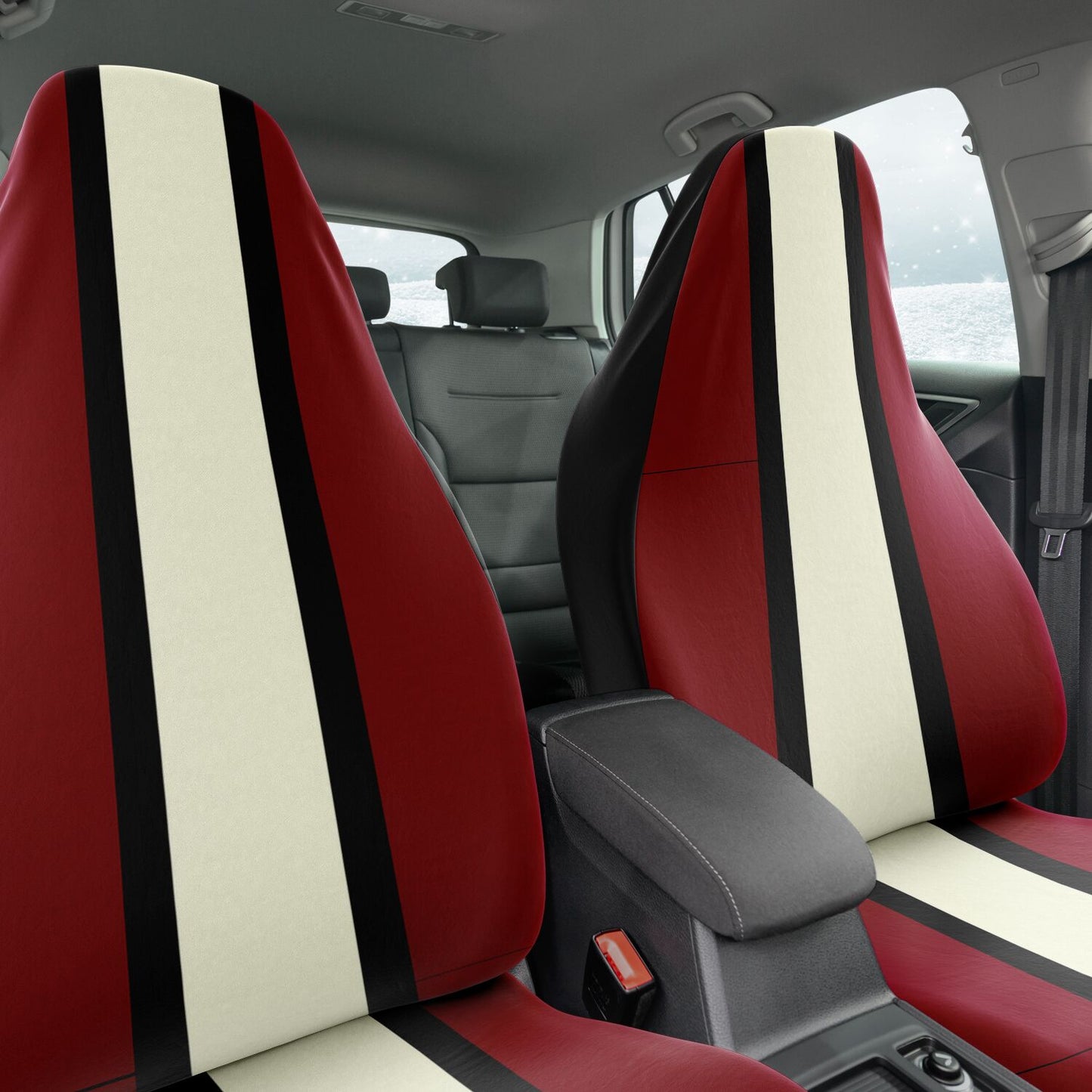 Burgundy Yellow & Black Car Seat Covers – Stylish Auto Interior Protection