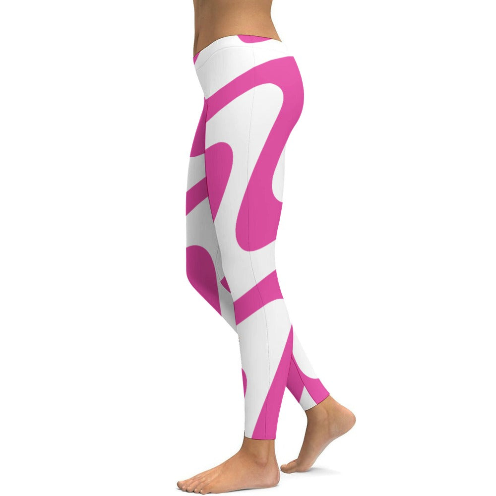 Soft Ladies Pink & White Tight Yoga Pants