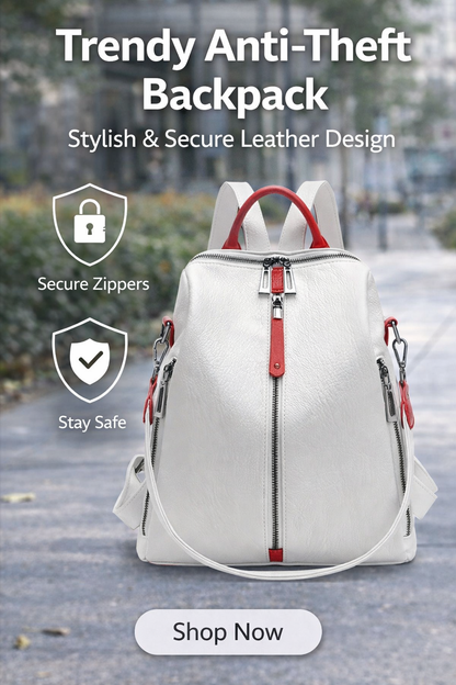Trendy Women's Anti-Theft Soft Leather Backpack
