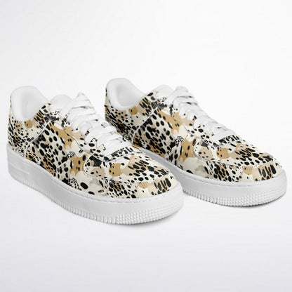 Core Low Shoes, Leopard Print Sneakers, Animal Pattern Low Tops, Seamless Wild Style Shoes, Custom Shoes
