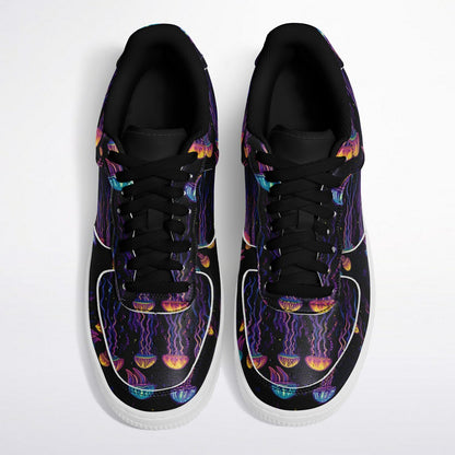 Low Top Shoes, Blue & Purple Jellyfish Sneakers, Ocean-Inspired Low Tops, Creative Sea Life Shoes, Custom Shoes