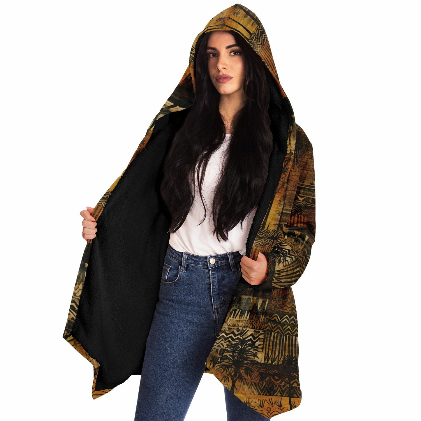 Tribal Hooded Cloak – Boho Street Style Palm Tree Coat | Boho Men Style