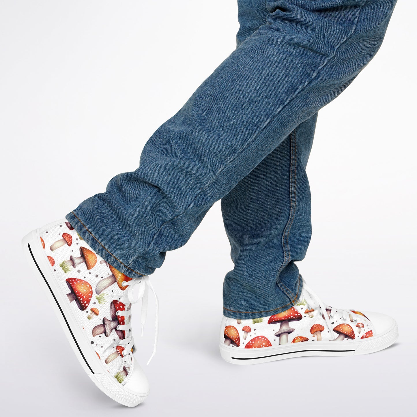 Urban Peak High Top Shoes | Colorful Mushroom Print Sneakers | Creative Nature-Inspired Streetwear