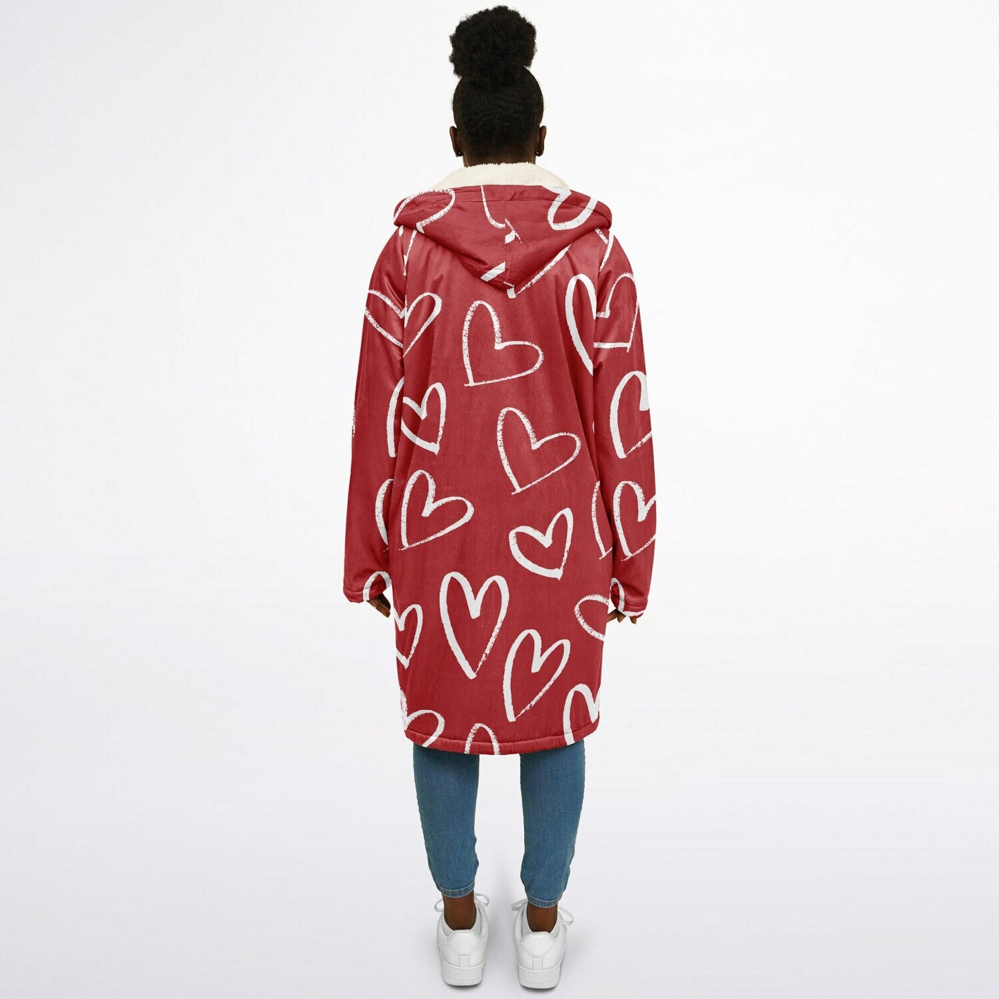 Red with White Hearts Zipper Cloak
