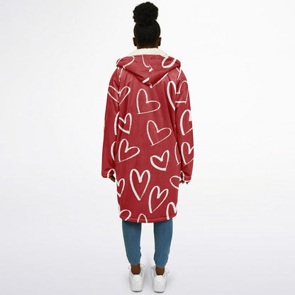 Red with White Hearts Zipper Cloak