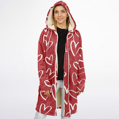 Red with White Hearts Zipper Cloak