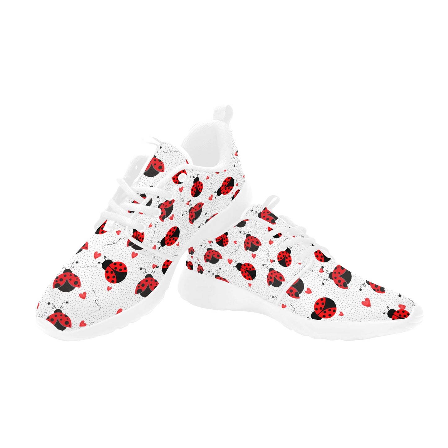 Ladybugs Love Women's And Children's Sneakers, Ladybird Shoes Art, Black And White Sneakers, Lady Bug Shoes, Custom Sneakers