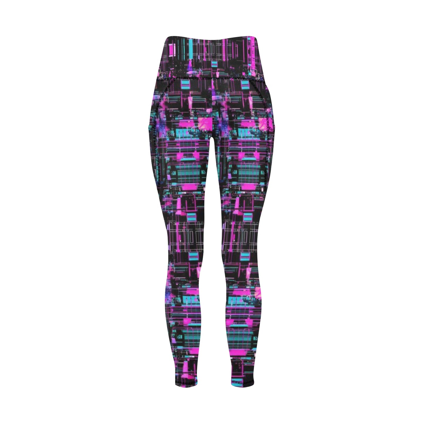 Neon Black and Purple  Leggings with Pockets