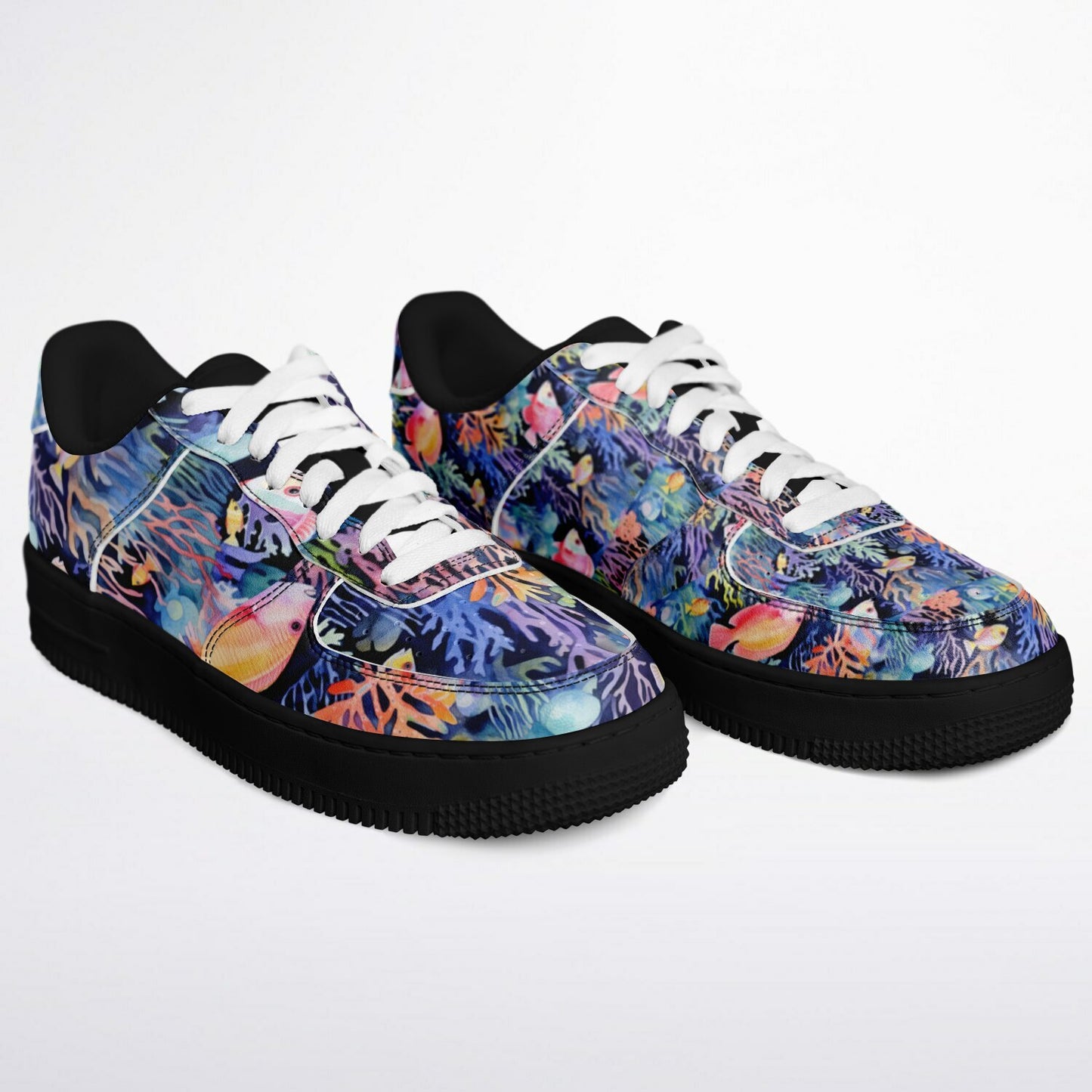 Core Low Shoes – Tropical Fish & Bright Coral Ocean Design Sneakers  Custom Design