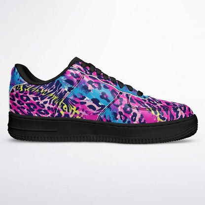 Vibrant Cheetah Print Sneakers with Bold Brush Strokes Men's and Women's