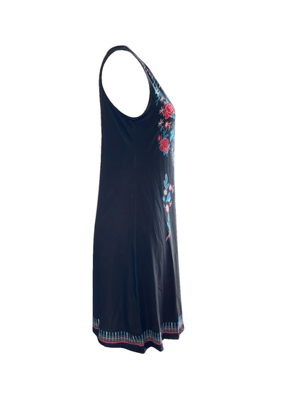 Bohemian Chic Floral V-Neck Dress - Breezy Sleeveless Design - Perfect for Summer & Spring