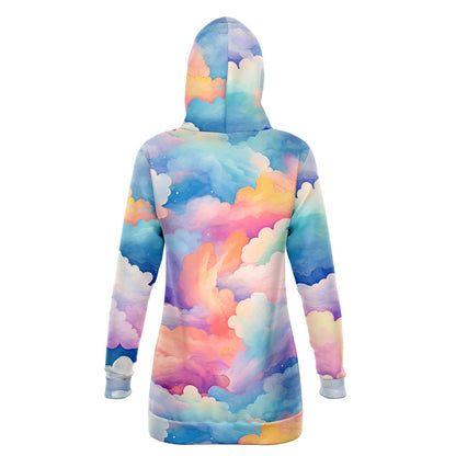 Athletic Longline Hoodie - #sky#cloud#painting#watercolor#colorful#pattern