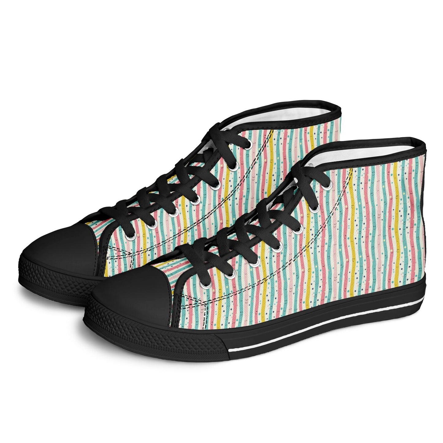 Urban Peak High Top Shoes | Whimsical Hand-Drawn Pastel Sneakers | Playful Streetwear