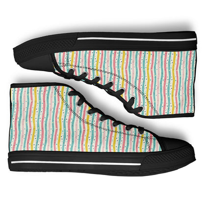 Urban Peak High Top Shoes | Whimsical Hand-Drawn Pastel Sneakers | Playful Streetwear