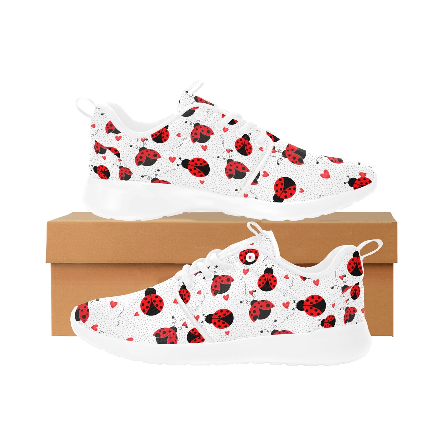 Ladybugs Love Women's And Children's Sneakers, Ladybird Shoes Art, Black And White Sneakers, Lady Bug Shoes, Custom Sneakers