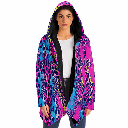 Take a Walk on the Wild Side - Abstract Cheetah Spots, Vibrant Animal Print Hooded Wrap