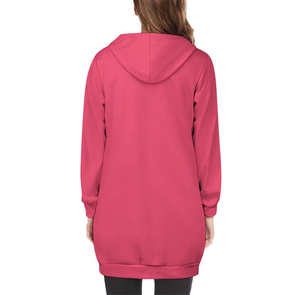 Edgy Sweatshirt Dress, Long Hoodie in Watermelon, Cozy Sweater, Comfy Sweatshirt, Knee- Length Sweater, Stylish Sweatshirt with Hood