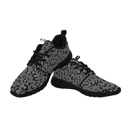 Black Leopard Women Breathable Mesh Sneakers, Gray Cheetah Animal Ladies  Lace Up Running Designer Casual Sports Shoes TrainersWomen's Sneakers