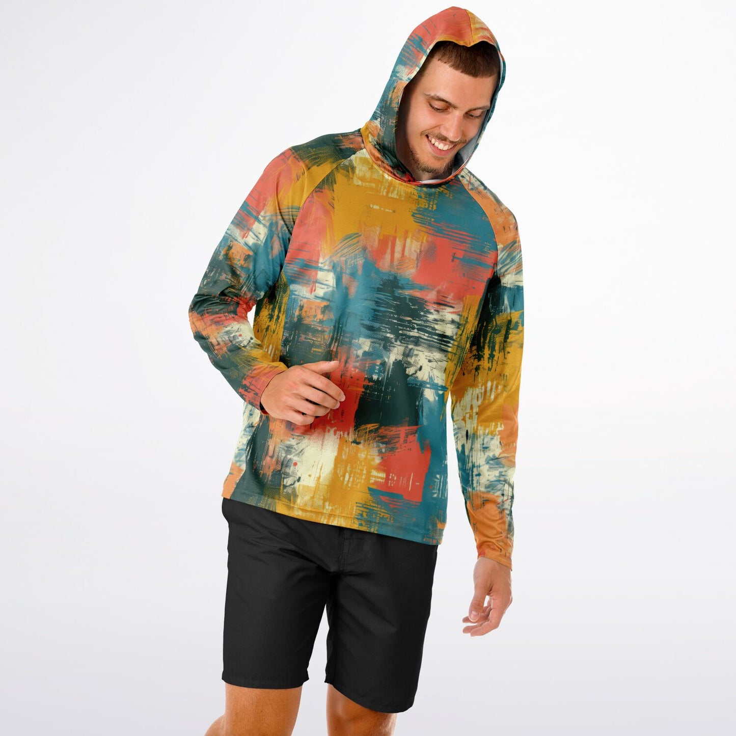 Men’s Long Sleeve Hooded Performance Shirt – “Oops, I Hugged the Paint Wall” Edition