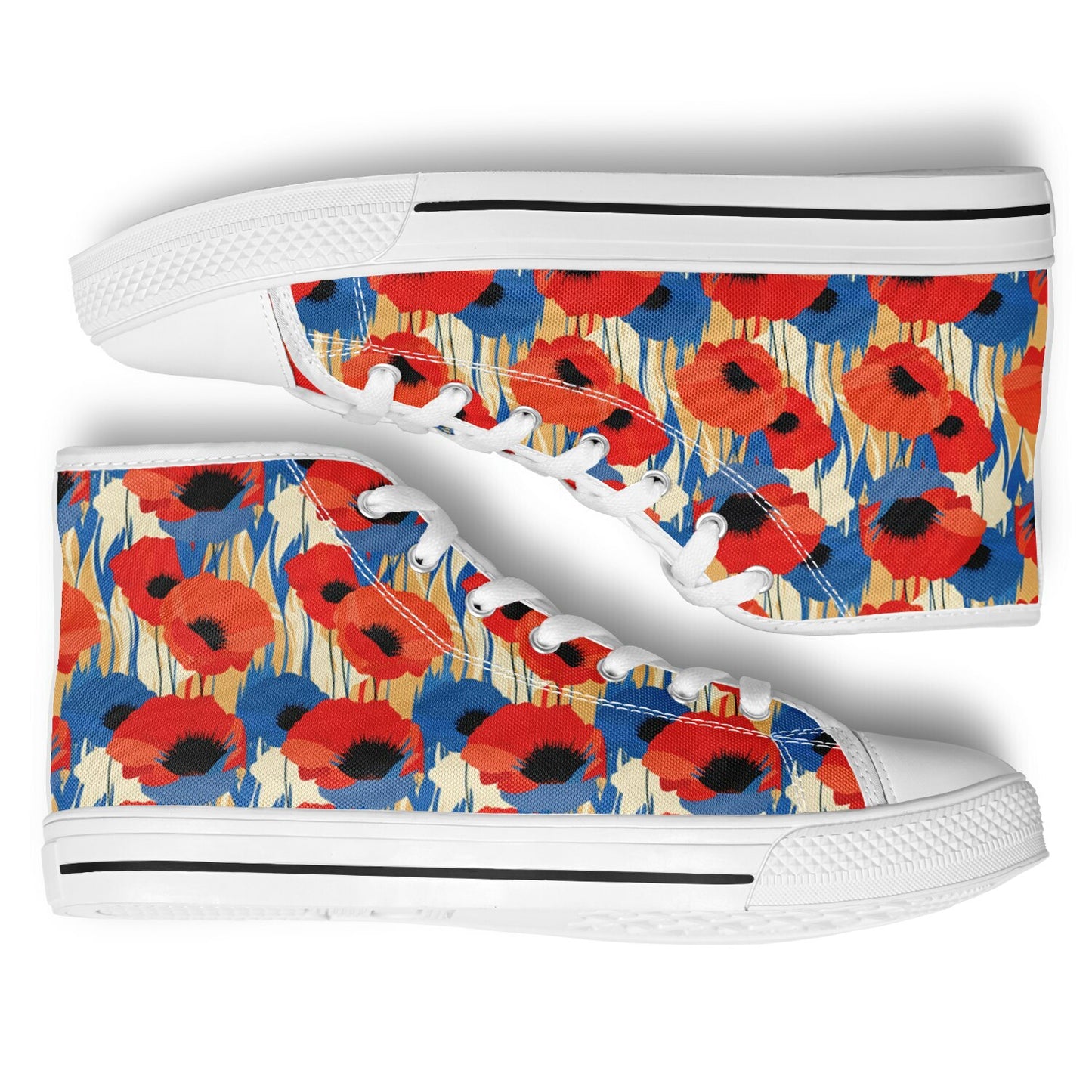Urban Peak High Top Shoes | Abstract Poppy & Blue Flower Design