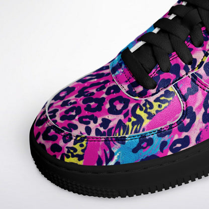 Vibrant Cheetah Print Sneakers with Bold Brush Strokes Men's and Women's