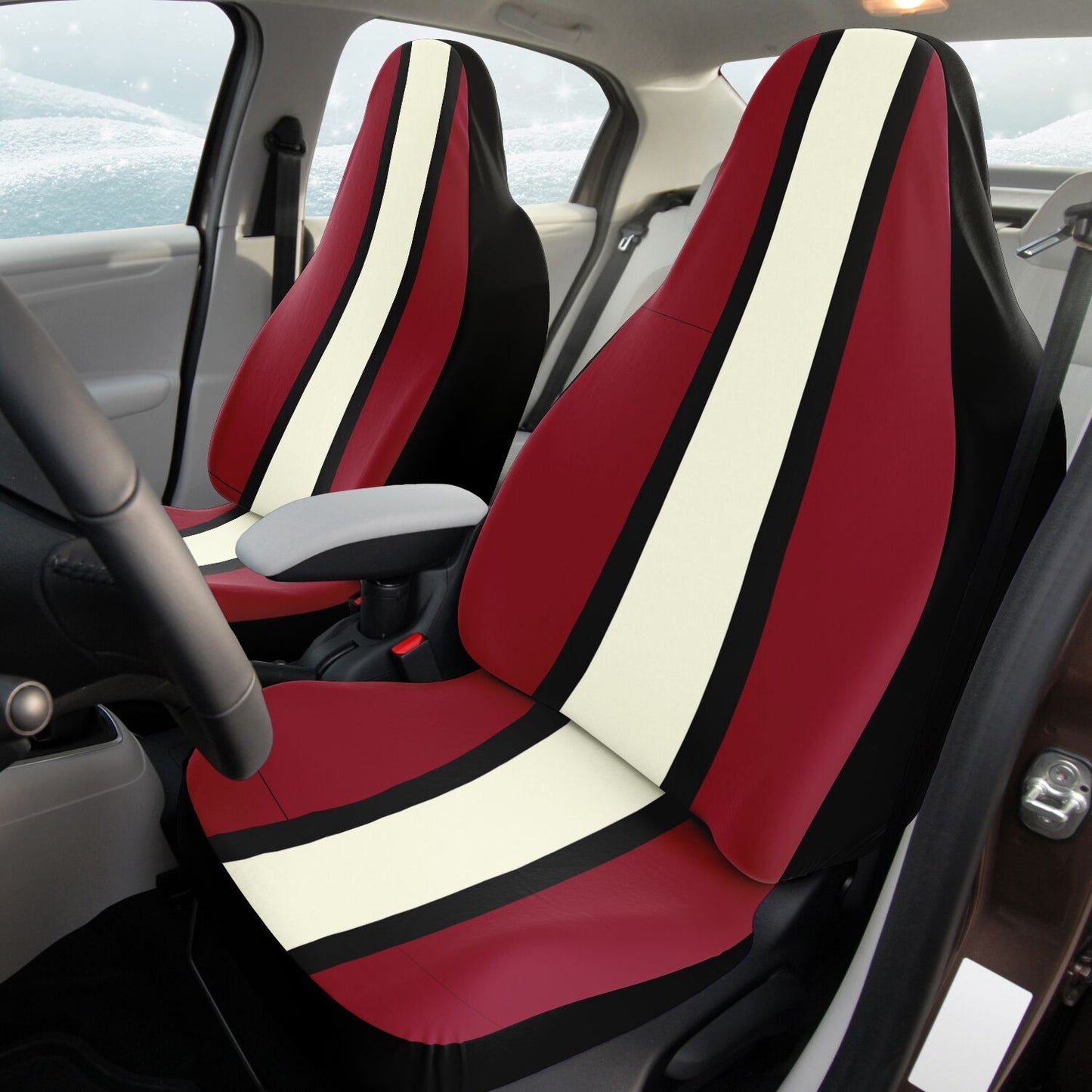 Burgundy Yellow & Black Car Seat Covers – Stylish Auto Interior Protection