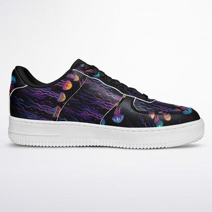 Low Top Shoes, Blue & Purple Jellyfish Sneakers, Ocean-Inspired Low Tops, Creative Sea Life Shoes, Custom Shoes