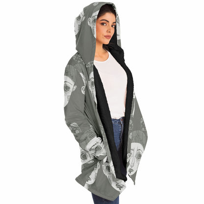 Gray Abstract Cloak – Abstract Expressionism Hooded Cloak | Artistic Fashion Meets Boho Chic Style